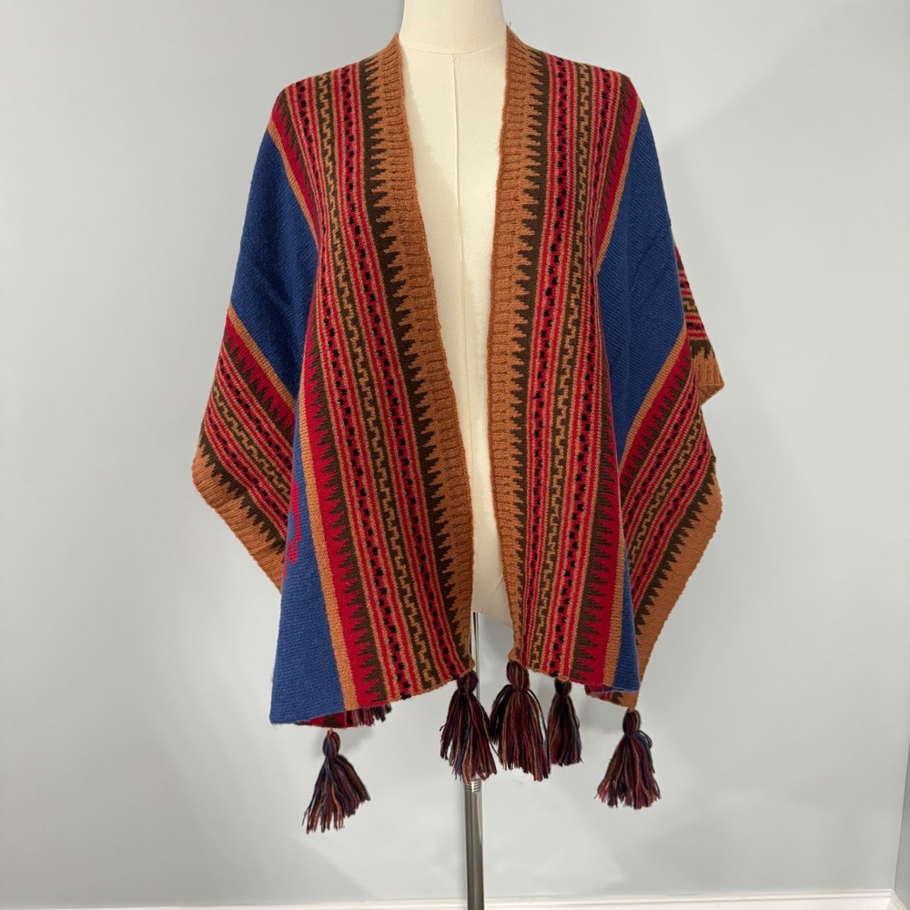 RIIQIICHY Women's Aztec Elephant Tassel Poncho Cape Shawl Wrap‎ Reversible OS
